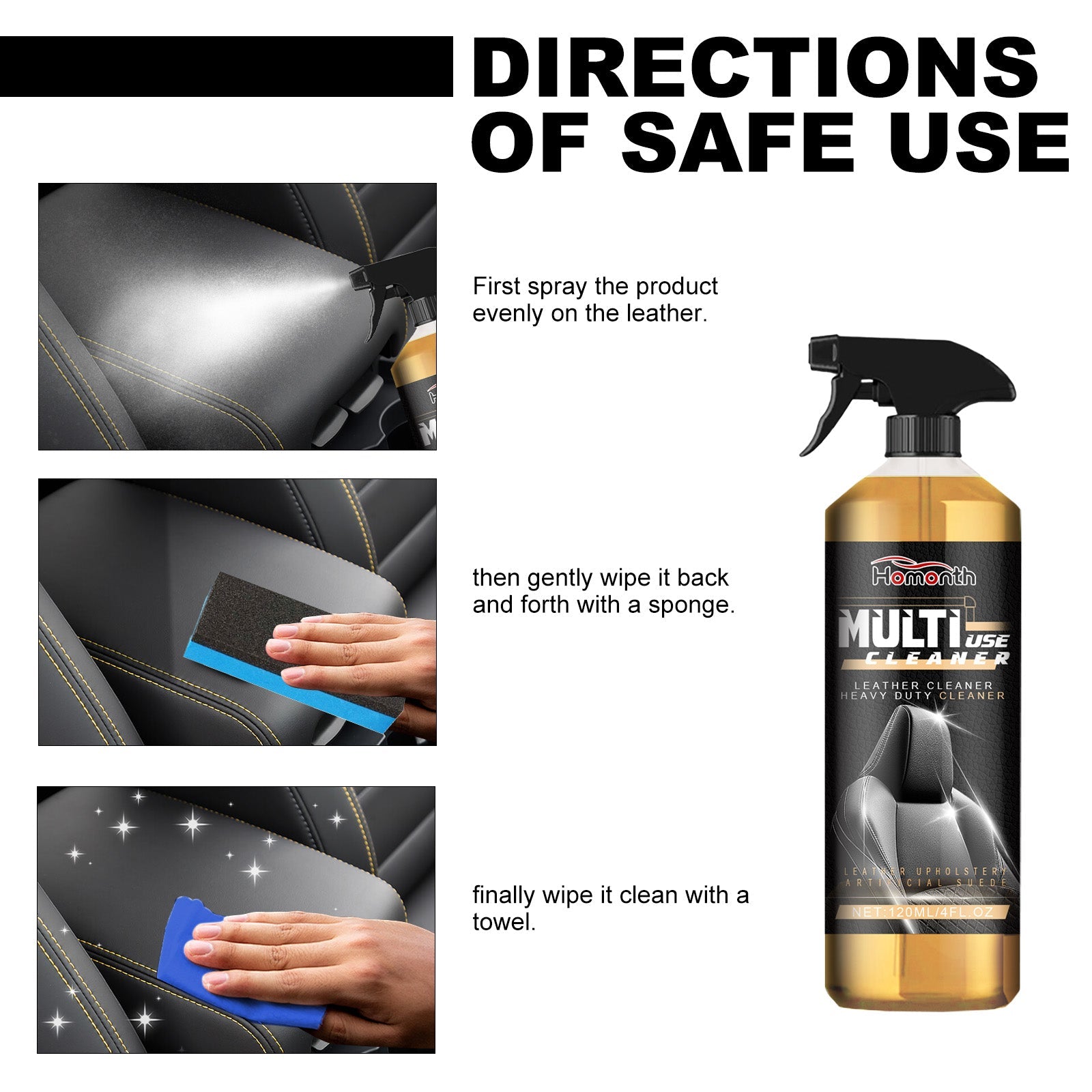 Mult-Use Cleaner, Car Interior Leather Maintenance And Renovation Decontamination Cleaning Agent