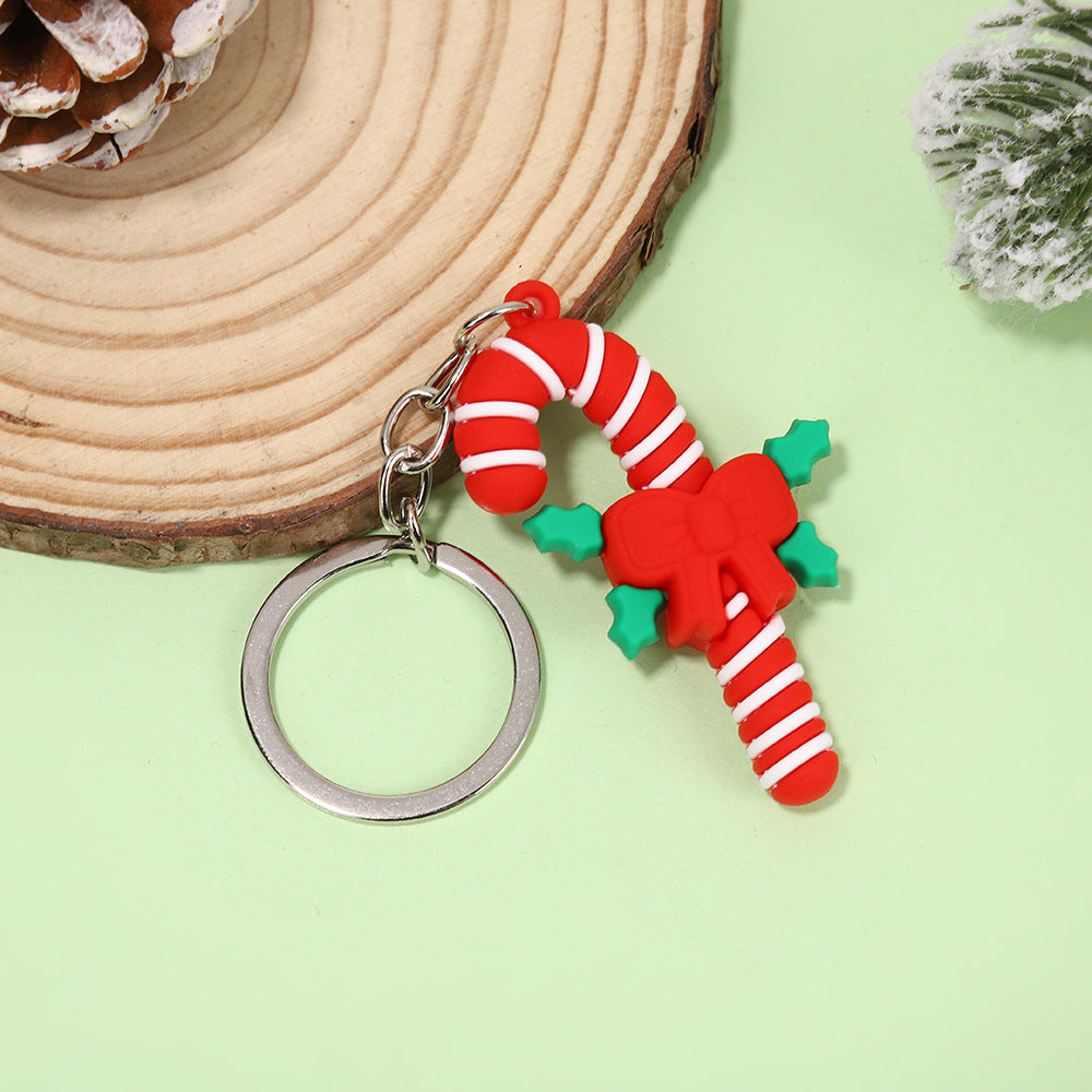 Christmas series keychains cute cartoon soft rubber dolls creative three-dimensional Santa Claus pendants small gifts