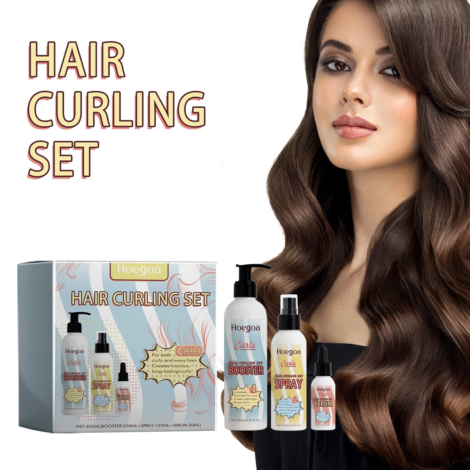 Hair Curling Set, Moisturizing Curly Hair Styling Curly Styling Moisturizing Leave-In Hair Care