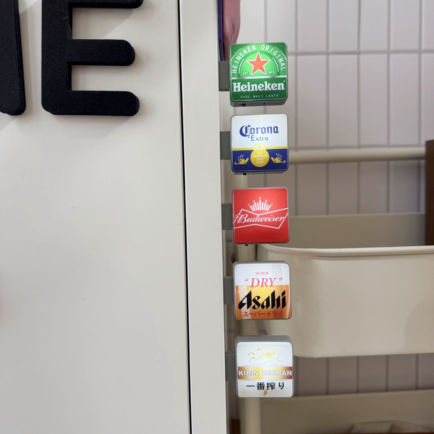 Creative Beer Series Magnetic Attraction Light Sign Fridge Magnet Perforated Board Entrance Door Luminescent Magnetic Decoration Magnetic Sticker