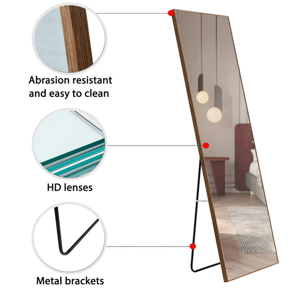 60x17 Brown Solid Wood Frame Full-length Mirror, Dressing Mirror, Bedroom Home Porch