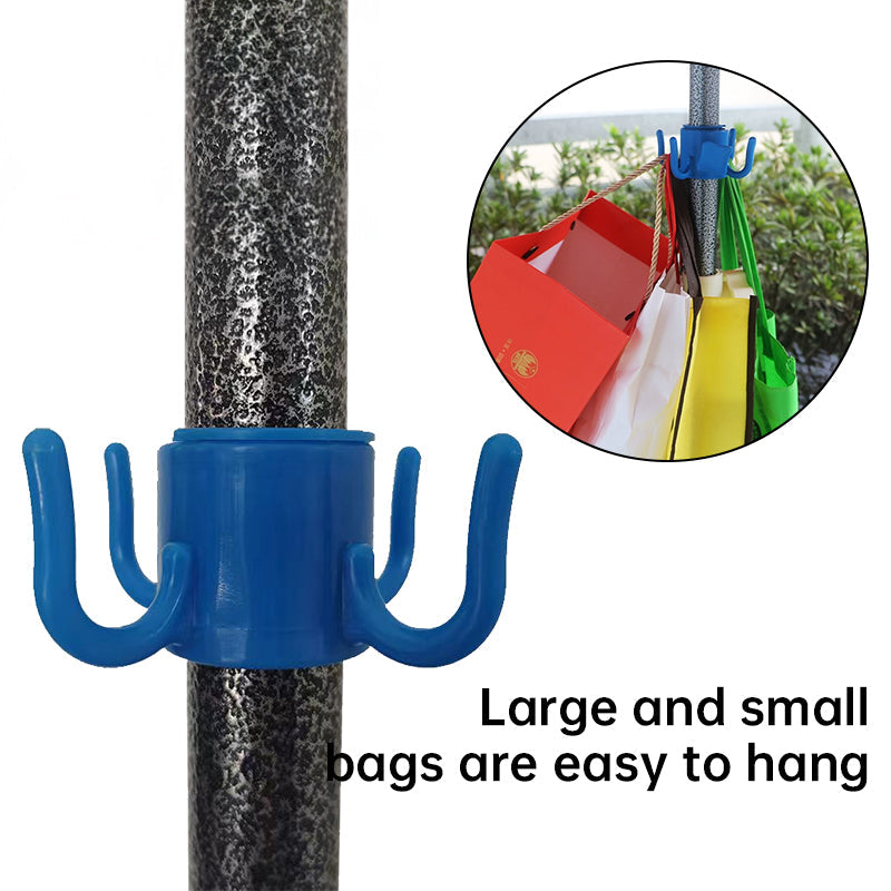 Portable Beach Umbrella Hook: 4-prong, universal for hats, bags, clothes; fits camping/beach umbrellas.