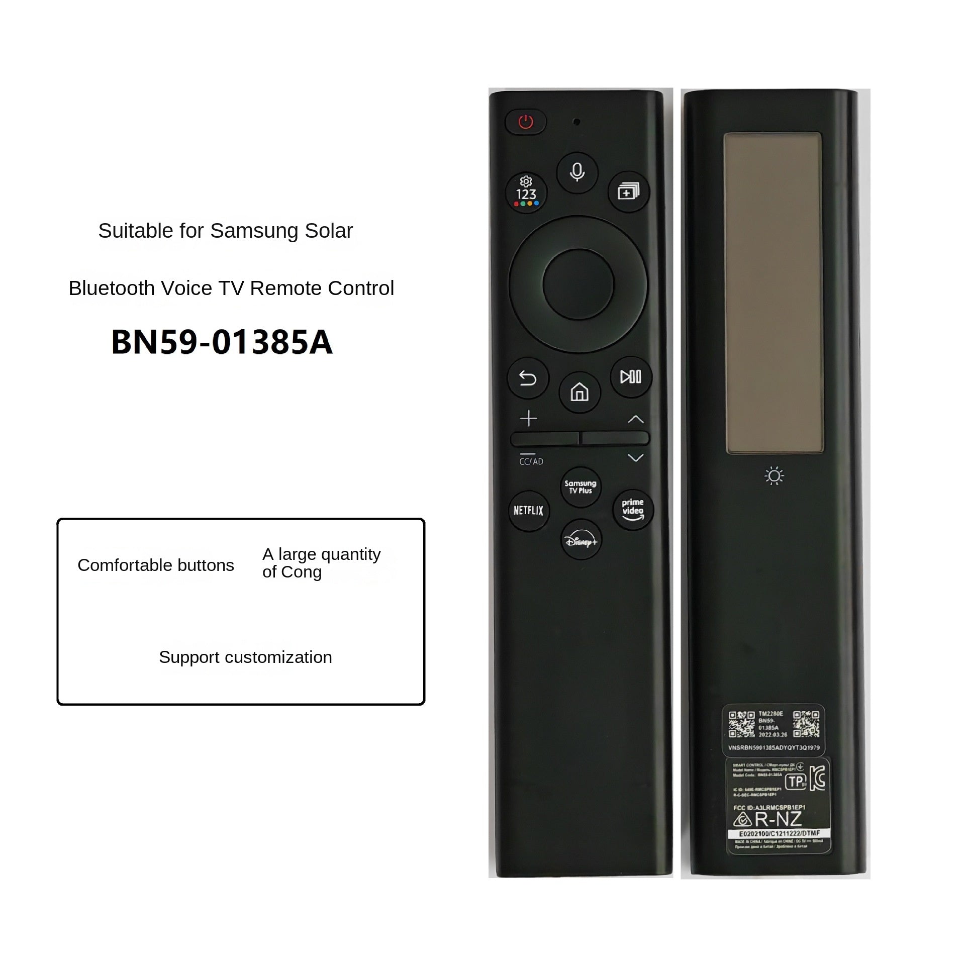Samsung Solar Bluetooth Voice TV Remote Control BN59-01385A Upgraded Premium Version