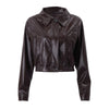 Women's Short Leather Jacket Retro Zipper PU American Casual Motorcycle Coat