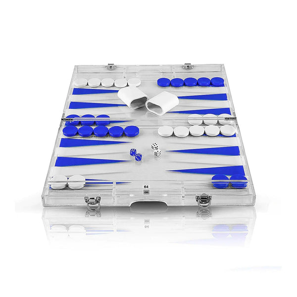 Premium 18-Inch Lucite Backgammon Set - Elegant Design for Timeless Enjoyment - Gifts for You 'n Me