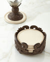 Acanthus Stoneware Coaster Set of 4 with metal Base