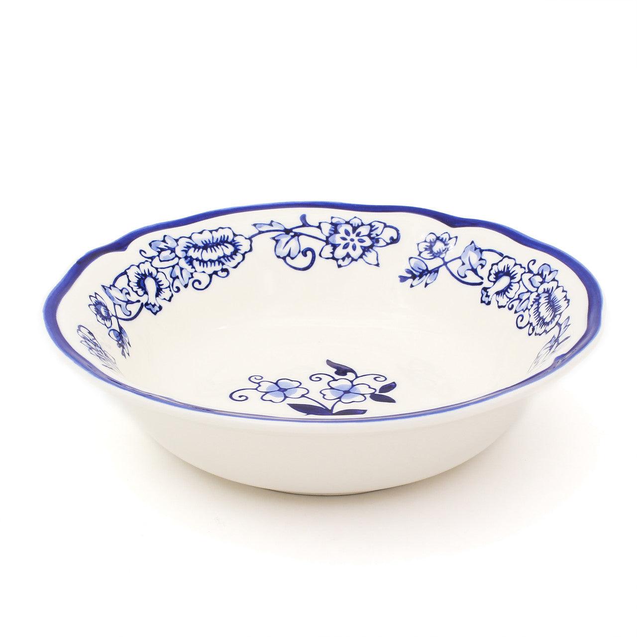 Blue Garden 4 Piece Hand-painted Soup Bowls