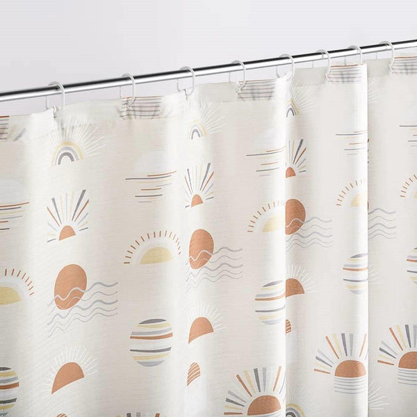 72-inch Cream White Orange Sunset Bohemian Pattern Shower Curtain