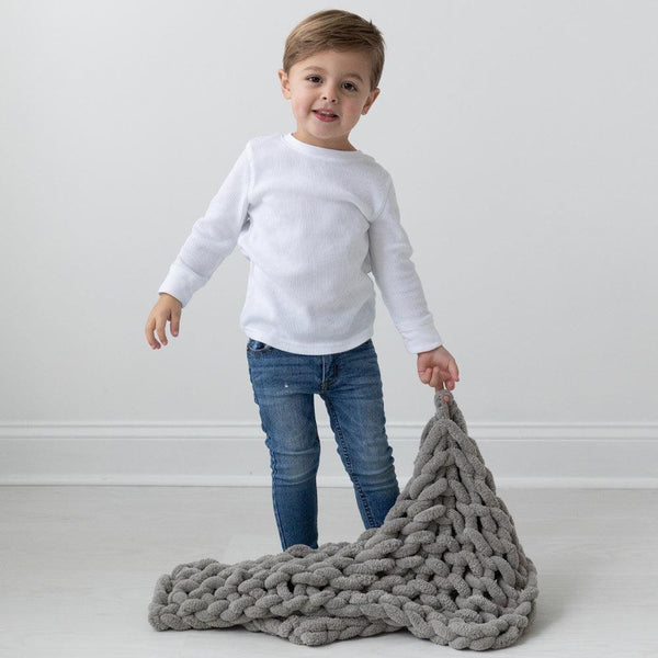 INFINITE CHUNKY KNIT BLANKET | MINKY | CUDDLE - MIST