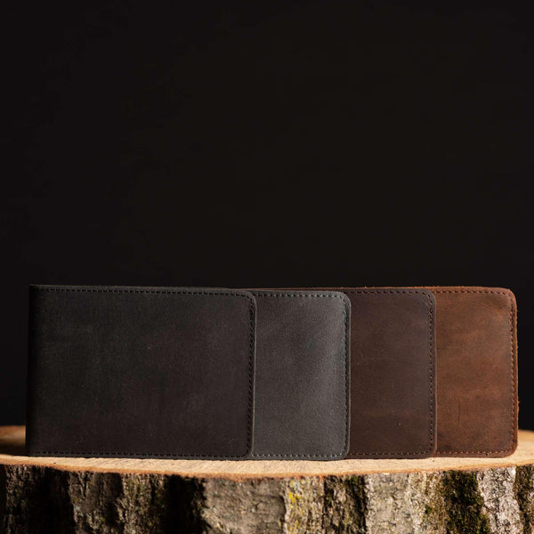 Flex - Vintaged Black Full-Grain Distressed Leather Flexible Wallet