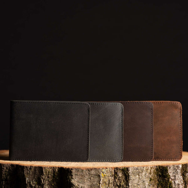 Flex - Smoke Grey Full-Grain Distressed Leather Flexible Wallet NAB Leather