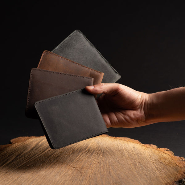 Flex - Smoke Grey Full-Grain Distressed Leather Flexible Wallet NAB Leather