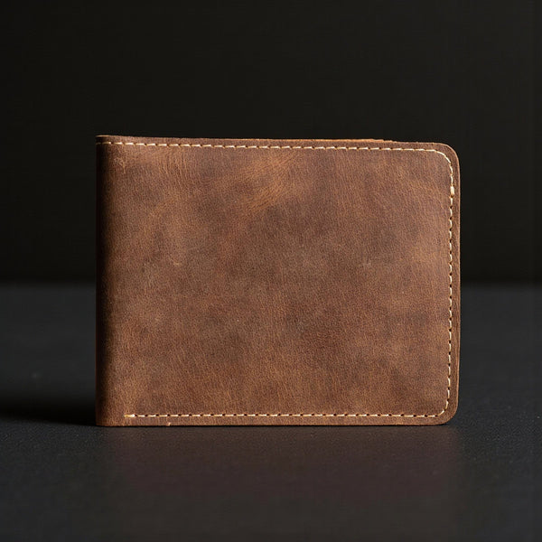 Brown Full Grain Leather Minimalist Wallet NAB Leather