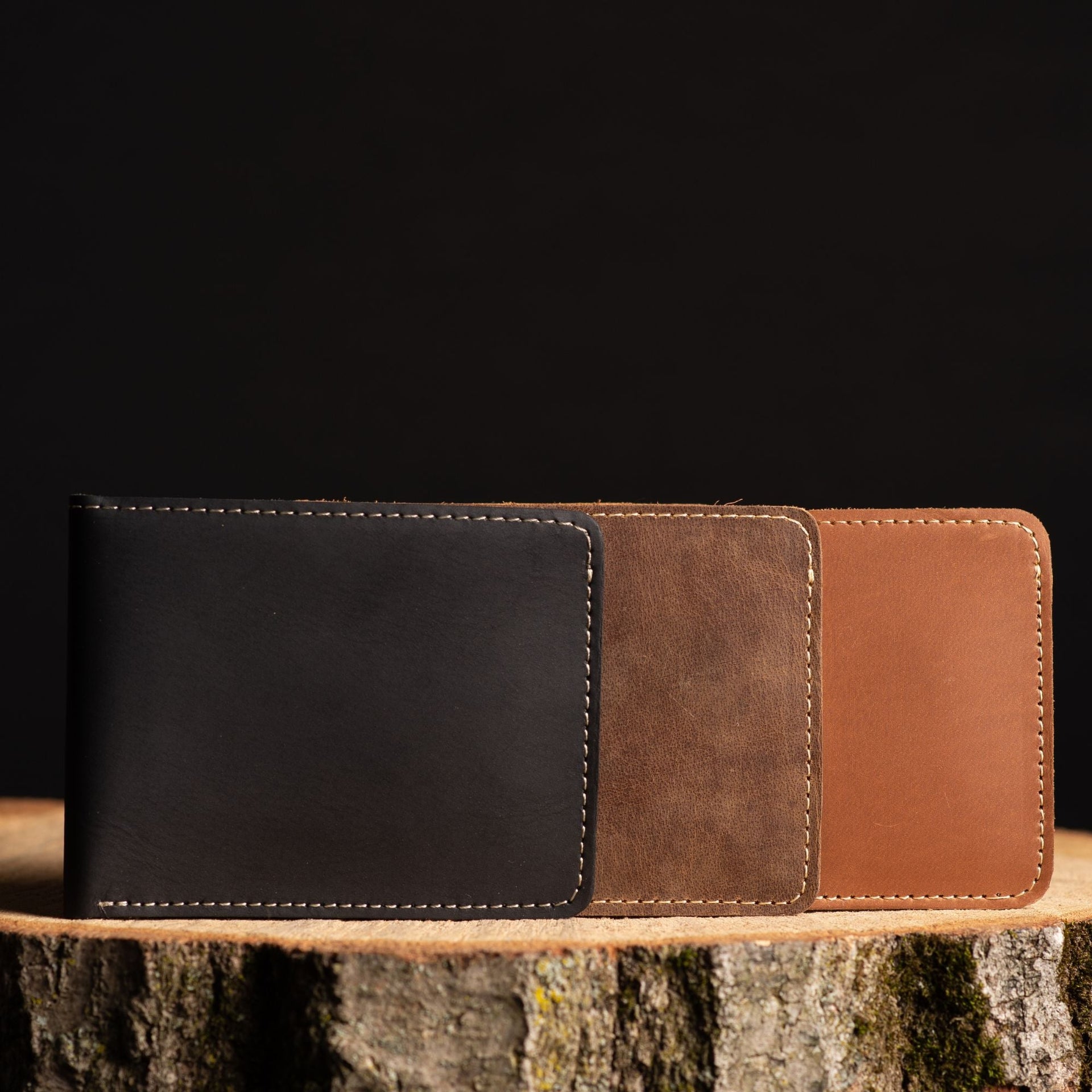 Cognac Full Grain Leather Minimalist Wallet