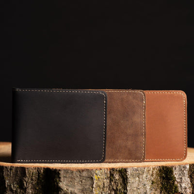 Cognac Full Grain Leather Minimalist Wallet