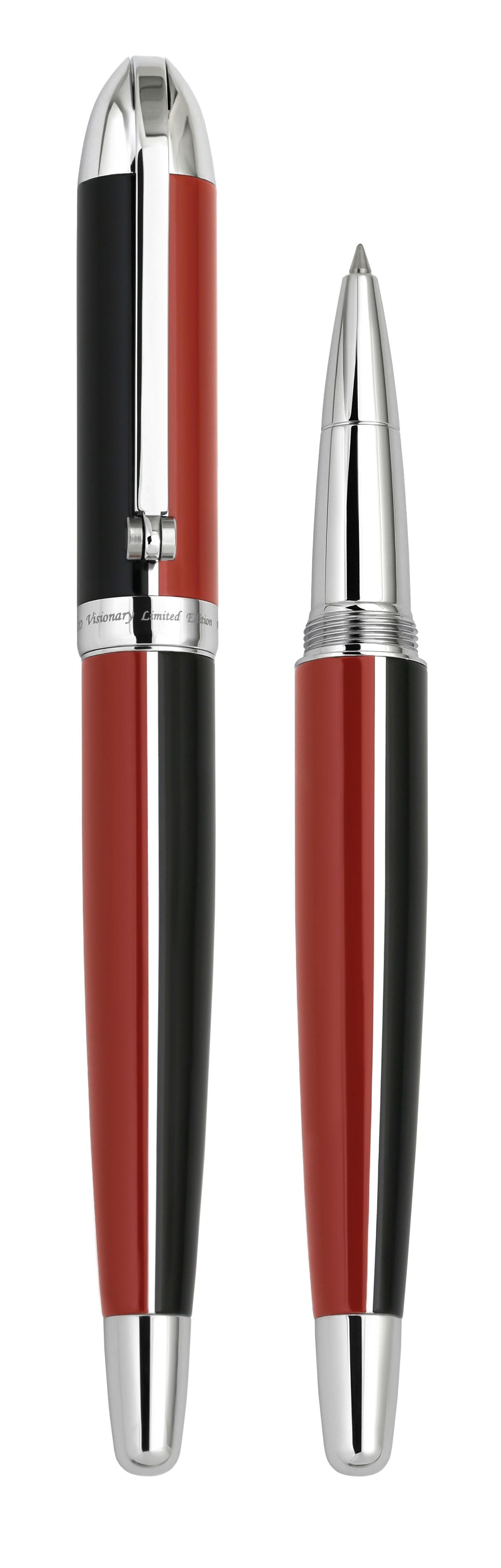 Visionary® Brass & Aluminum Enameled Rollerball Pen - Red / Black