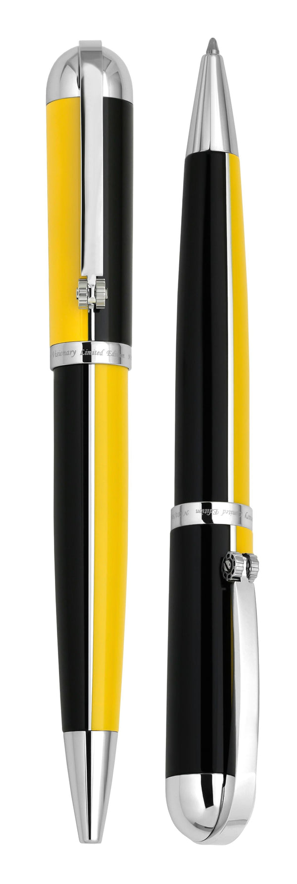 Xezo Visionary® Brass & Aluminum Enameled Ballpoint Pen - Speed Yellow / Black