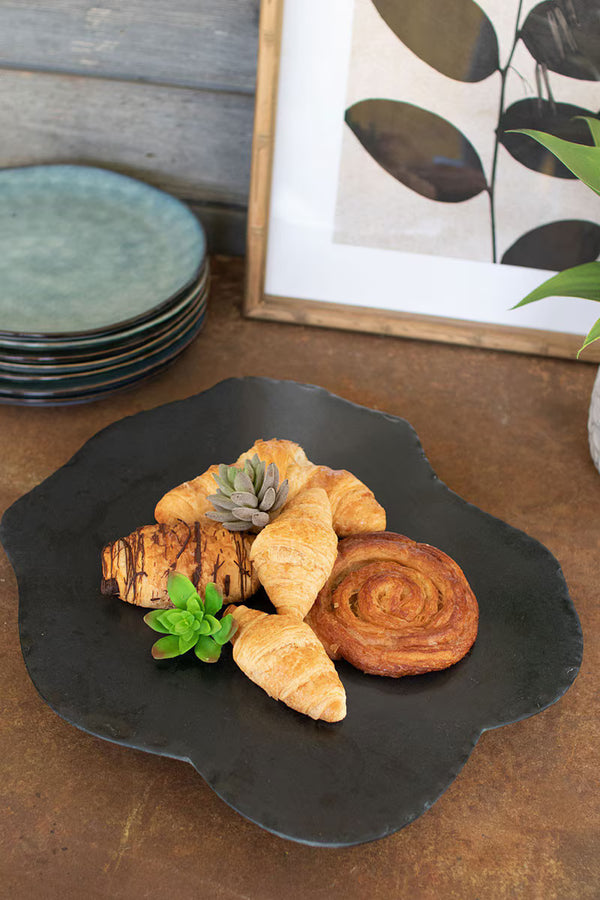 BLACK LIMESTONE WITH RUSTIC EDGE LAZY SUSAN