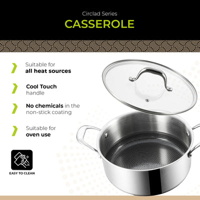 BE | LIVING CIRCLAD Series 5-Quart Hybrid Nonstick Casserole with Lid 9.5
