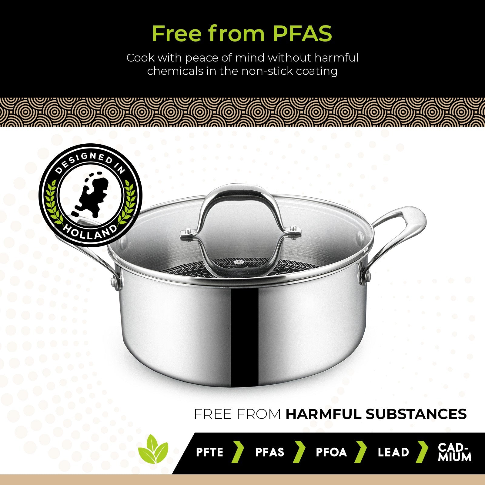 BE | LIVING CIRCLAD Series 5-Quart Hybrid Nonstick Casserole with Lid 9.5
