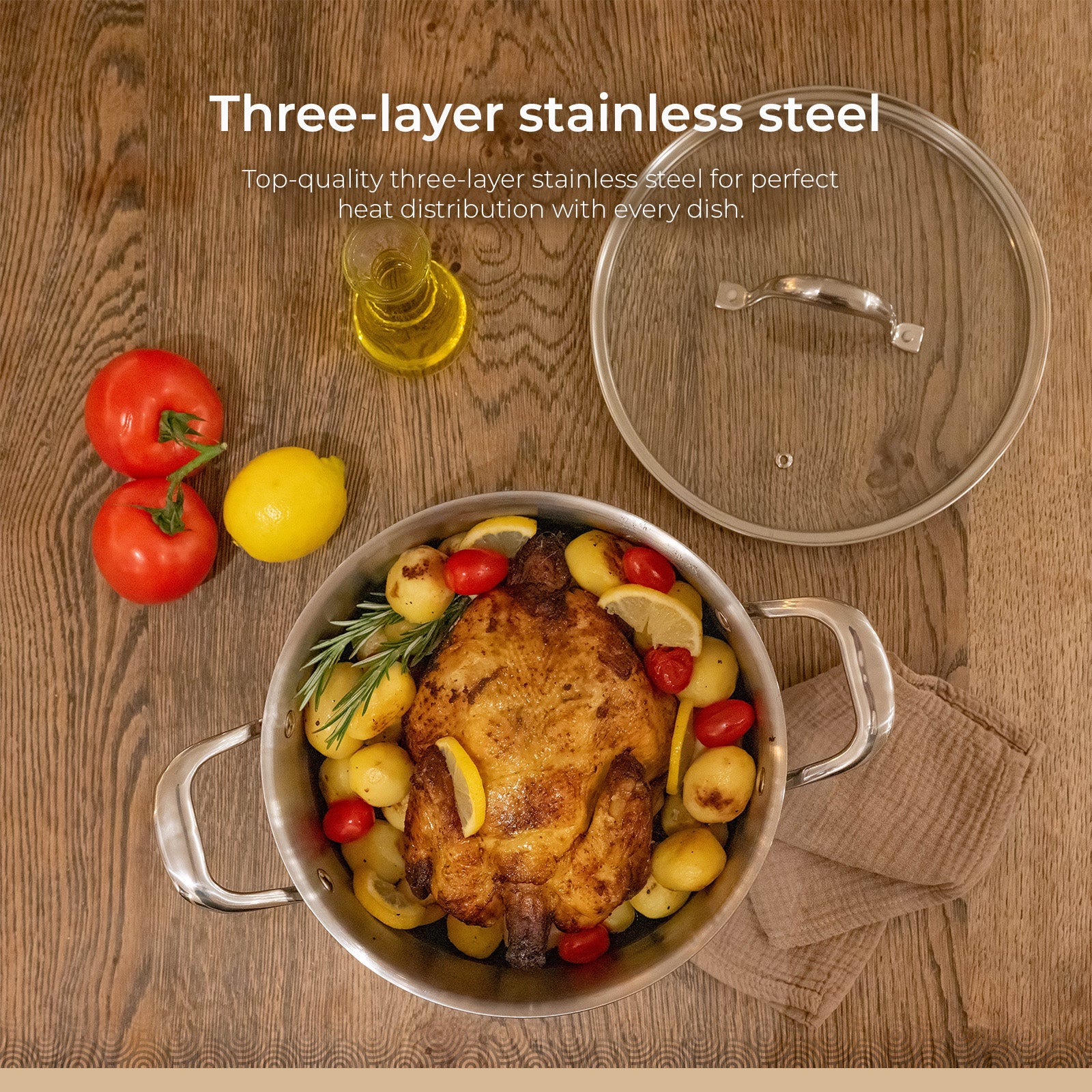 BE | LIVING CIRCLAD Series 5-Quart Hybrid Nonstick Casserole with Lid 9.5