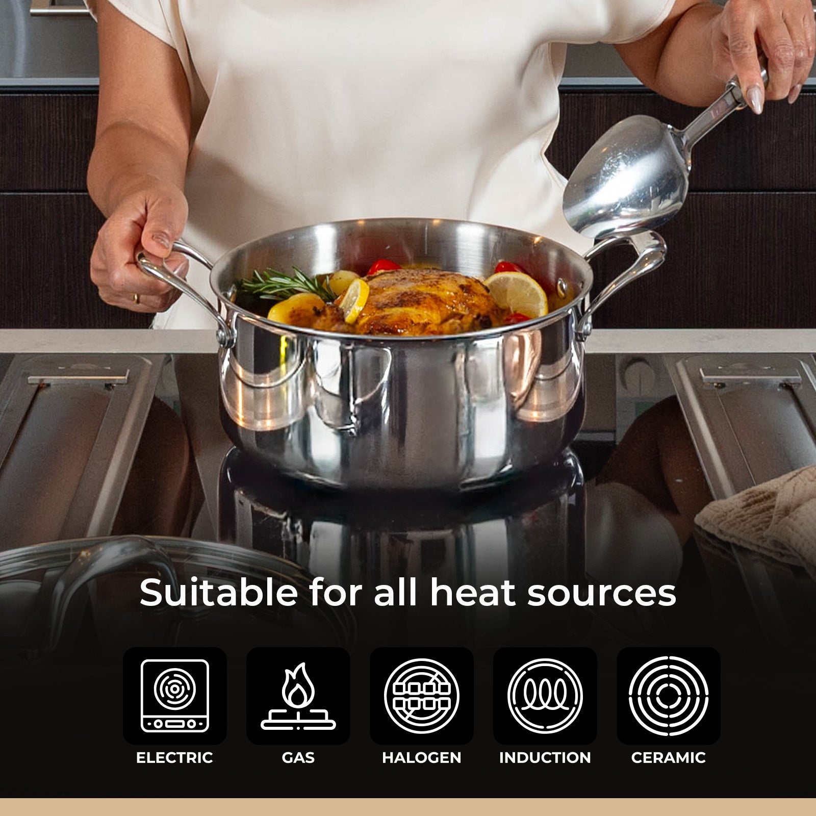 BE | LIVING CIRCLAD Series 5-Quart Hybrid Nonstick Casserole with Lid 9.5