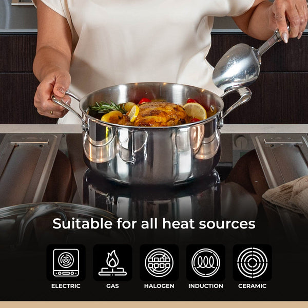 BE | LIVING CIRCLAD Series 5-Quart Hybrid Nonstick Casserole with Lid 9.5