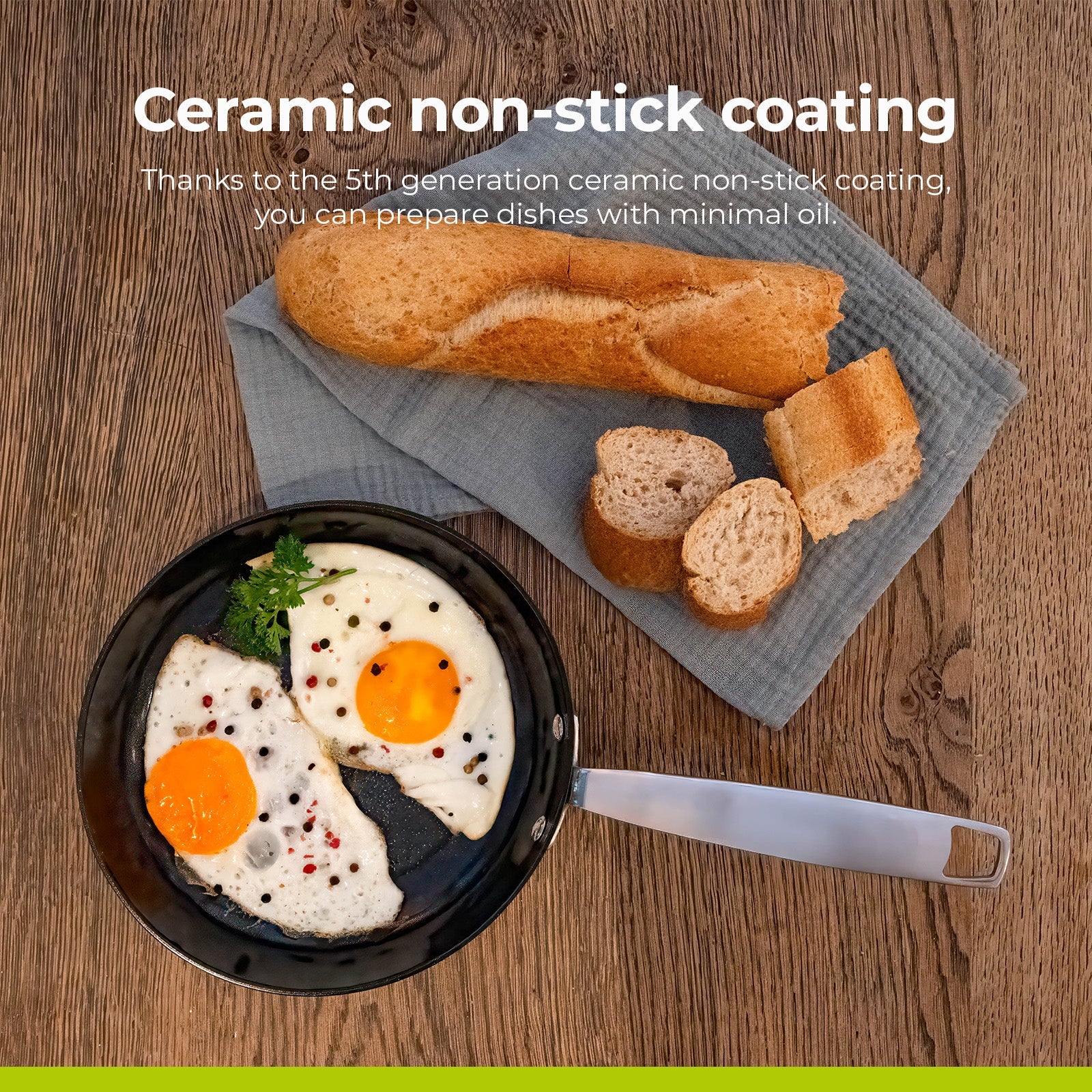 BE | LIVING Essential Series Stainless Steel Black Frying Pans