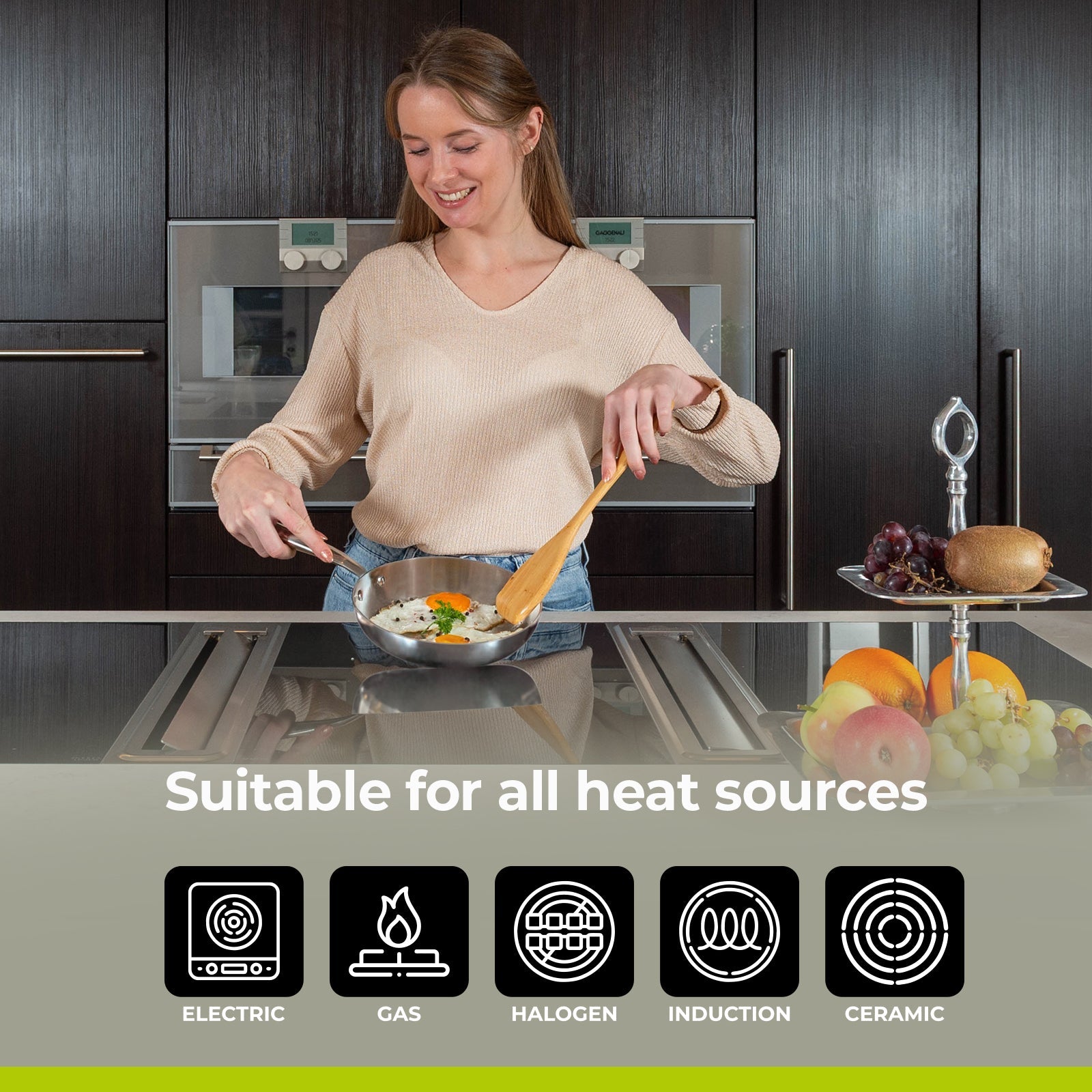 BE | LIVING Essential Series Tri-Ply Stainless Steel Frying Pan