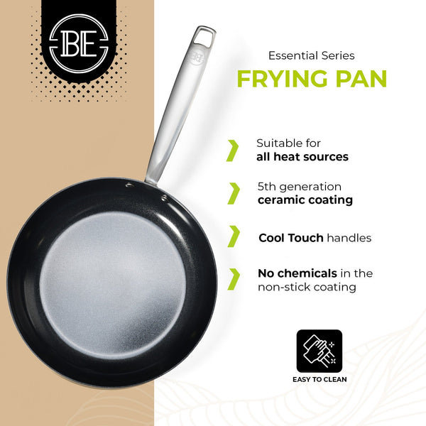 BE | LIVING Essential Series Stainless Steel Black Frying Pans