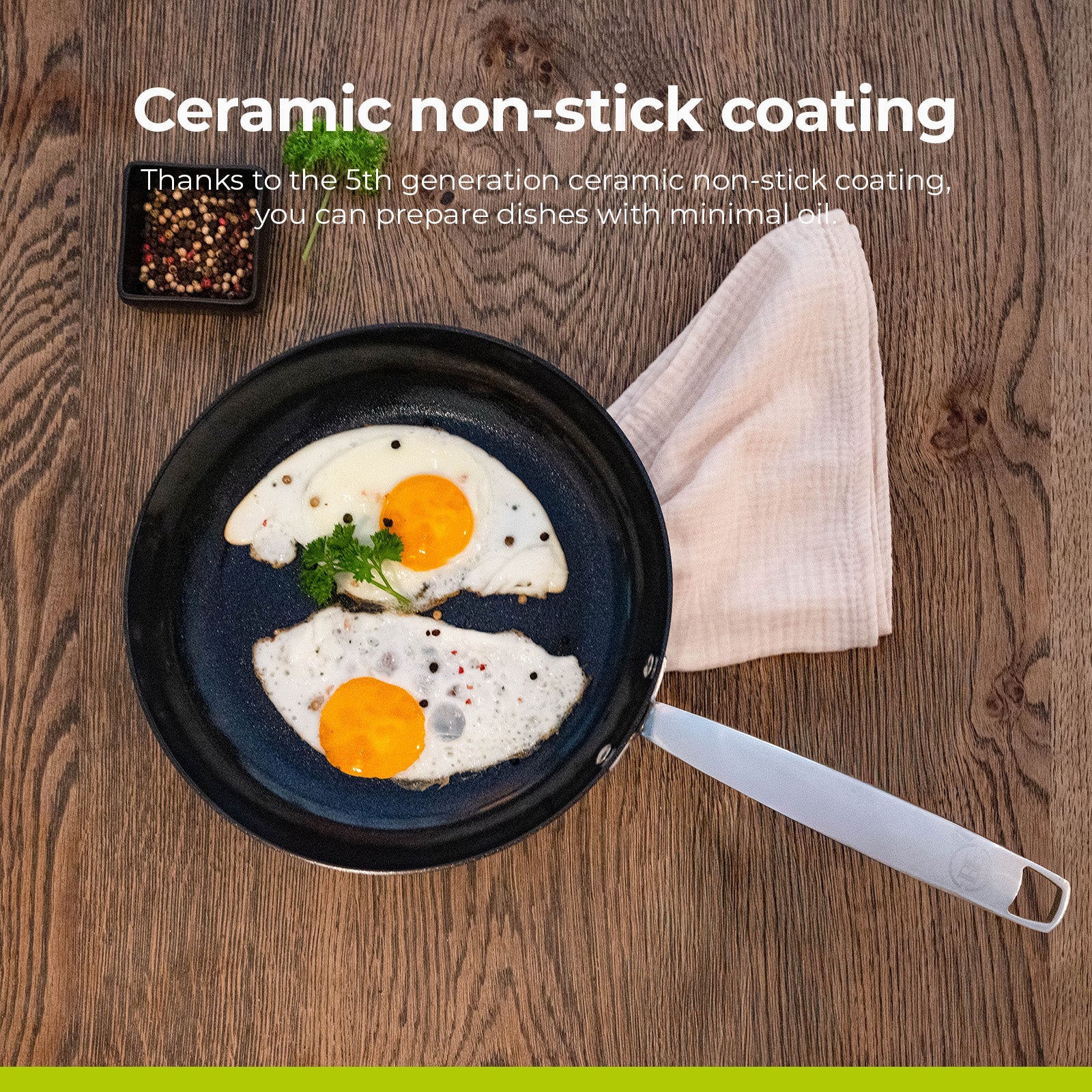 BE | LIVING Essential Series Stainless Steel Black Frying Pans