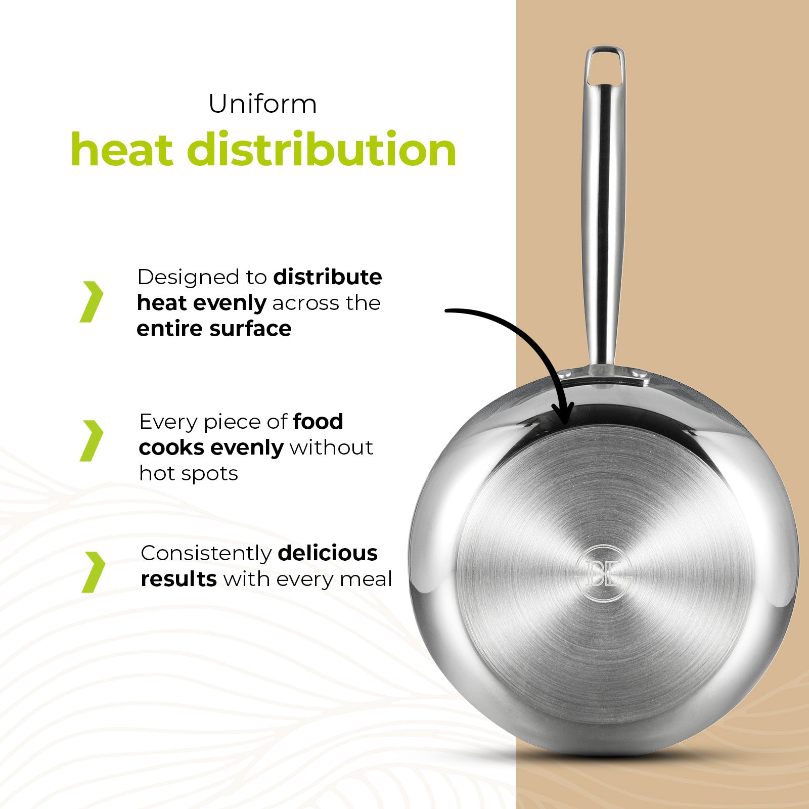 BE | LIVING Essential Series Stainless Steel Black Frying Pans