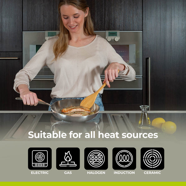 BE | LIVING Essential Series Tri-Ply Stainless Steel Frying Pan