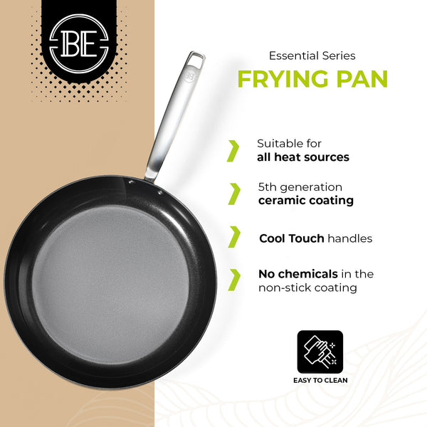 BE | LIVING Essential Series Stainless Steel Black Frying Pans