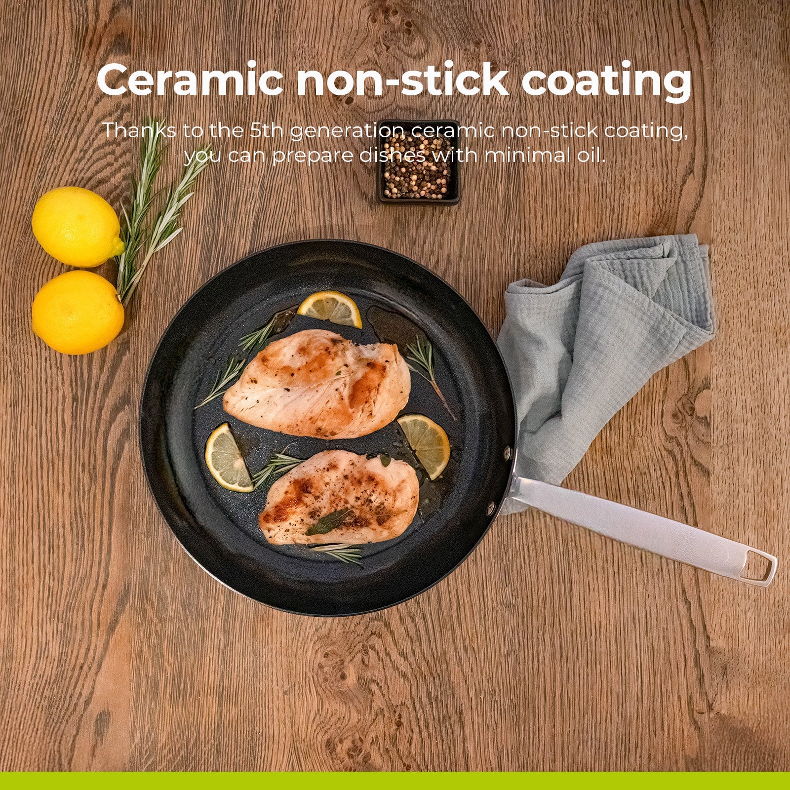 BE | LIVING Essential Series Stainless Steel Black Frying Pans
