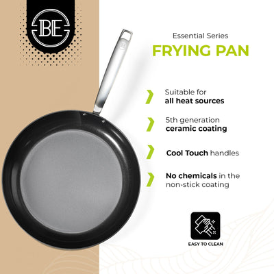 BE | LIVING Essential Series Stainless Steel Black Frying Pans