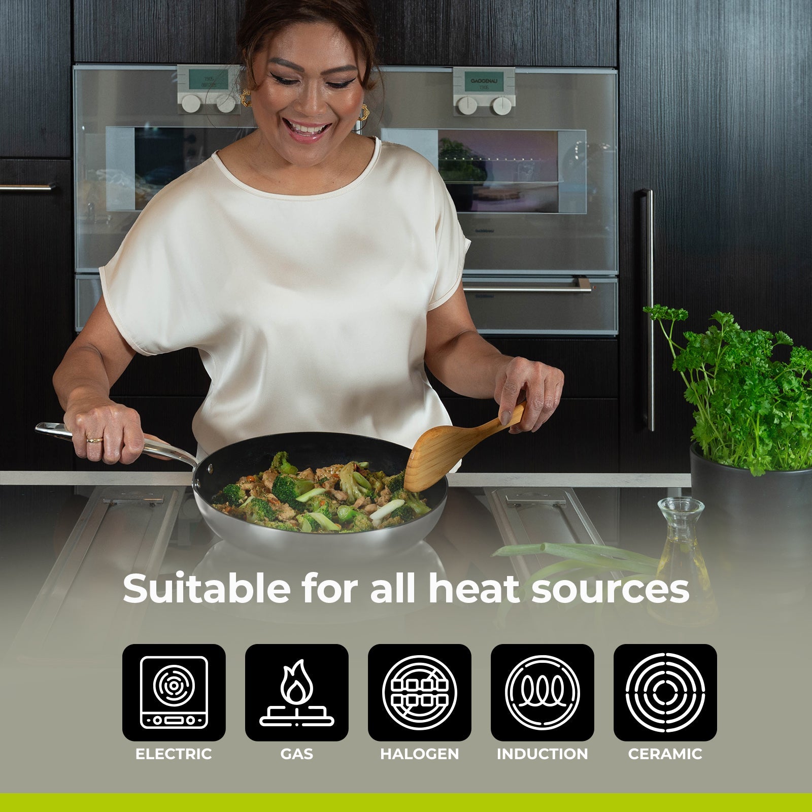BE | LIVING Essential Series Stainless Steel Black Frying Pans