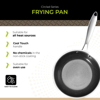 BE | LIVING CIRCLAD Series PFAS‑Free Hybrid Stainless Steel Ceramic Nonstick Fry Pan (Induction Ready)