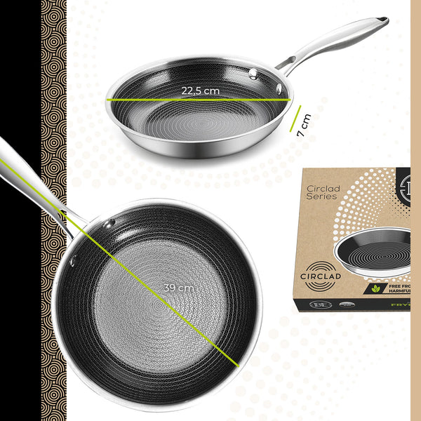 BE | LIVING CIRCLAD Series PFAS‑Free Hybrid Stainless Steel Ceramic Nonstick Fry Pan (Induction Ready)