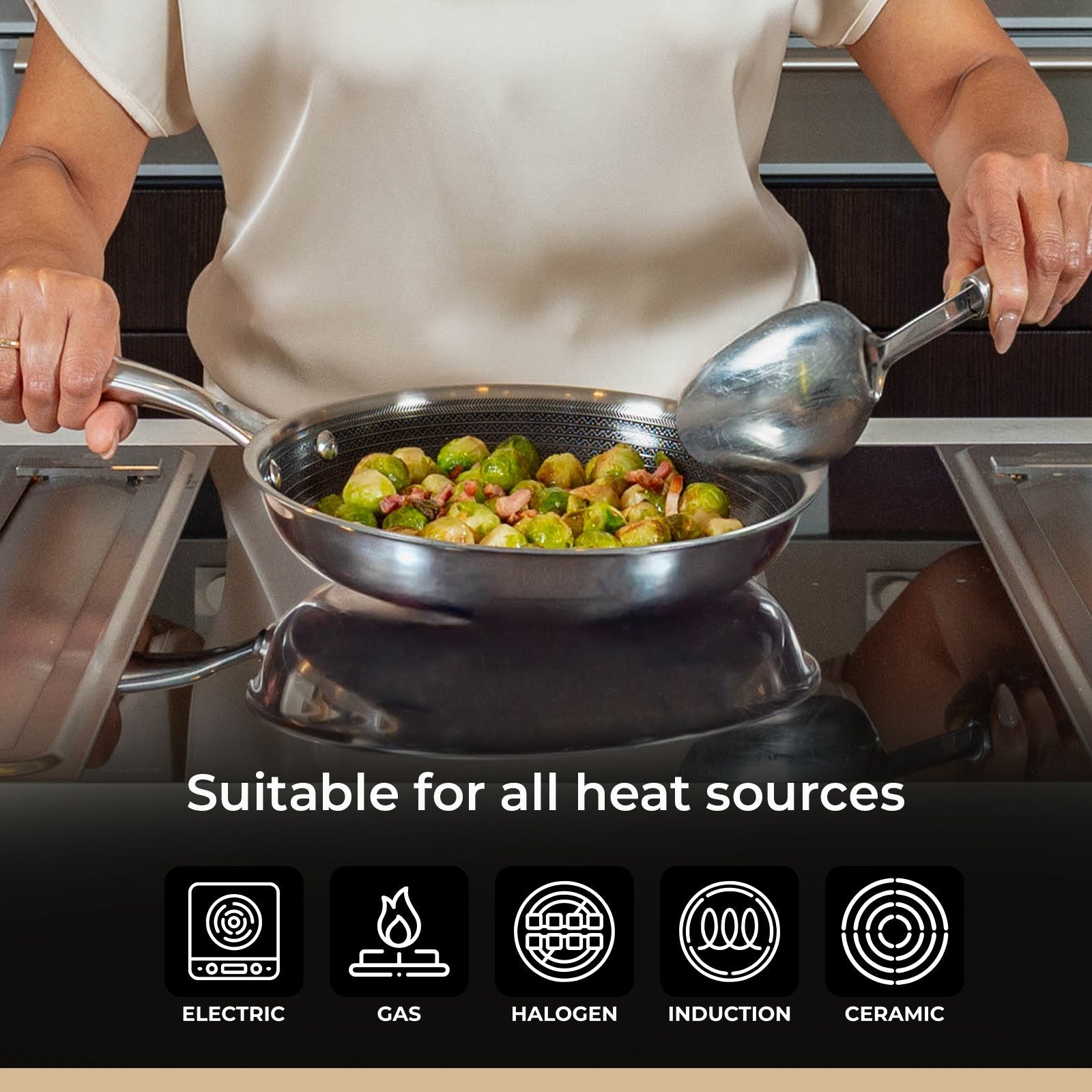 BE | LIVING CIRCLAD Series PFAS‑Free Hybrid Stainless Steel Ceramic Nonstick Fry Pan (Induction Ready)