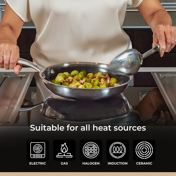 BE | LIVING CIRCLAD Series PFAS‑Free Hybrid Stainless Steel Ceramic Nonstick Fry Pan (Induction Ready)