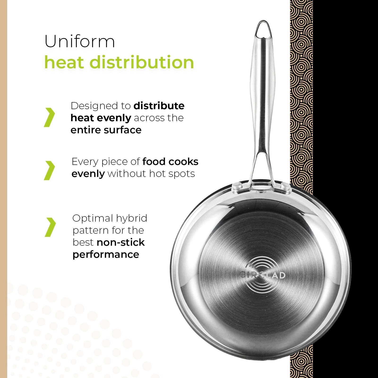 BE | LIVING CIRCLAD Series PFAS‑Free Hybrid Stainless Steel Ceramic Nonstick Fry Pan (Induction Ready)