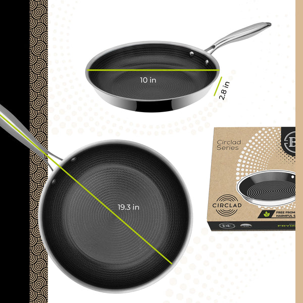 BE | LIVING CIRCLAD Series PFAS‑Free Hybrid Stainless Steel Ceramic Nonstick Fry Pan (Induction Ready)