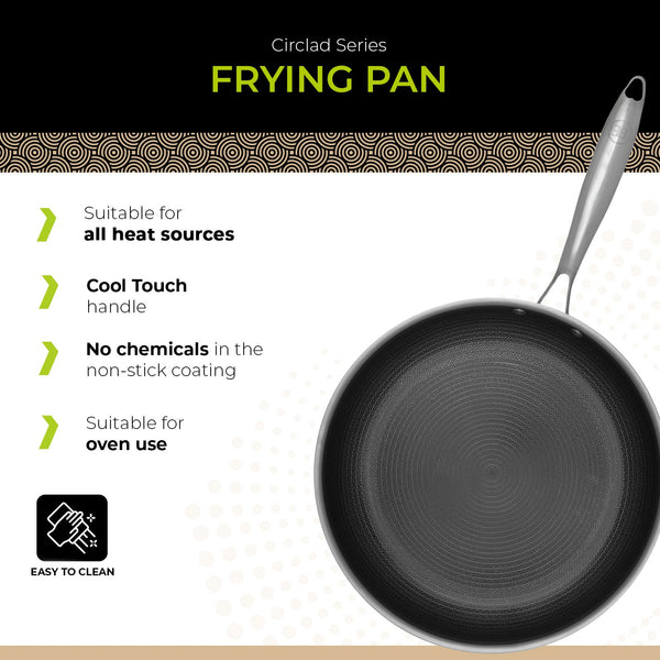 BE | LIVING CIRCLAD Series PFAS‑Free Hybrid Stainless Steel Ceramic Nonstick Fry Pan (Induction Ready)