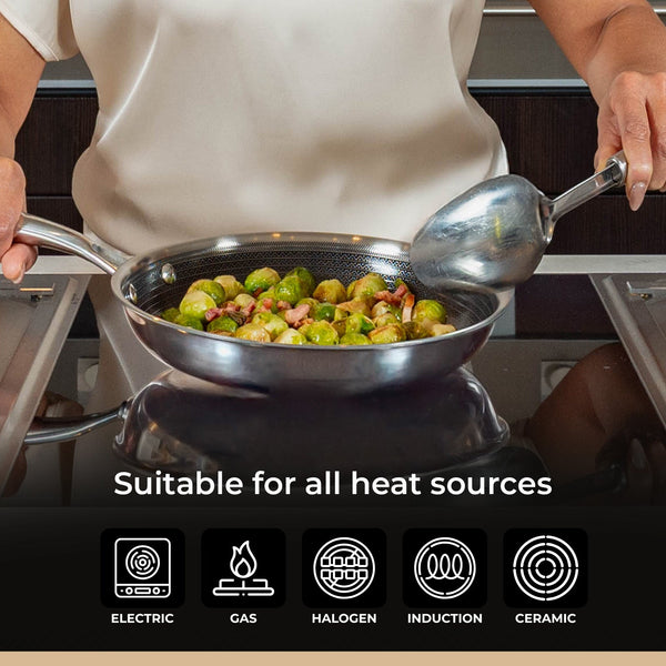 BE | LIVING CIRCLAD Series PFAS‑Free Hybrid Stainless Steel Ceramic Nonstick Fry Pan (Induction Ready)