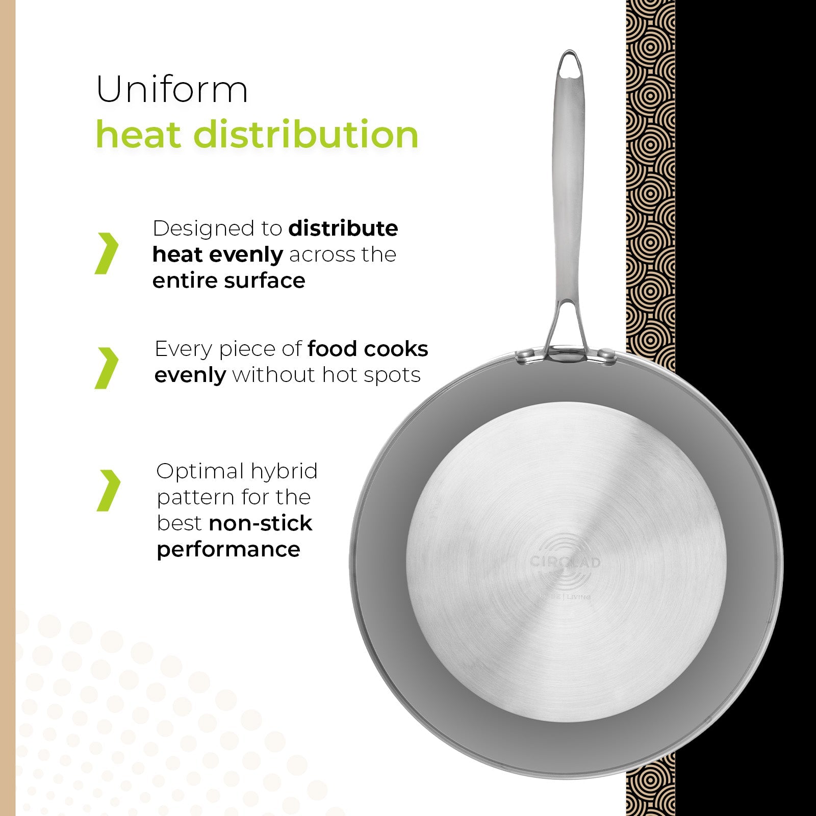 BE | LIVING CIRCLAD Series PFAS‑Free Hybrid Stainless Steel Ceramic Nonstick Fry Pan (Induction Ready)