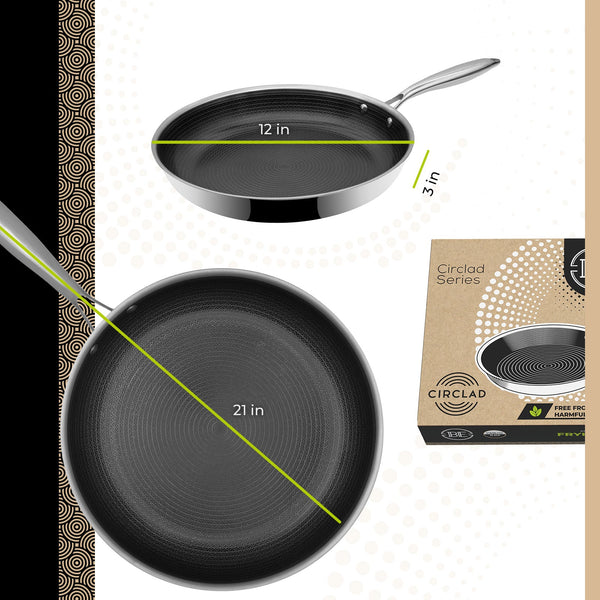 BE | LIVING CIRCLAD Series PFAS‑Free Hybrid Stainless Steel Ceramic Nonstick Fry Pan (Induction Ready)
