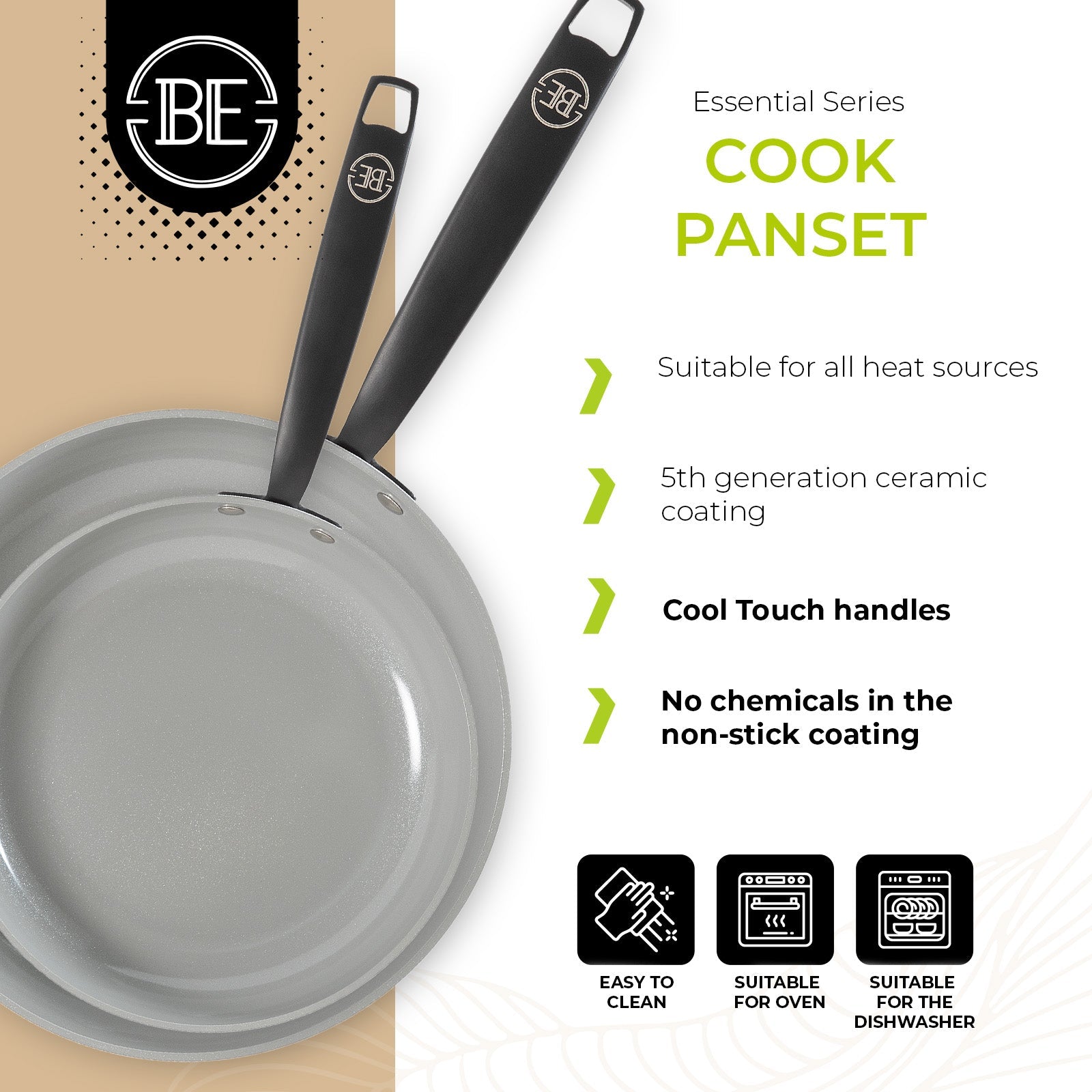 BE | LIVING Essential Series 2 pieces and 3 pieces  Frying Pan Set