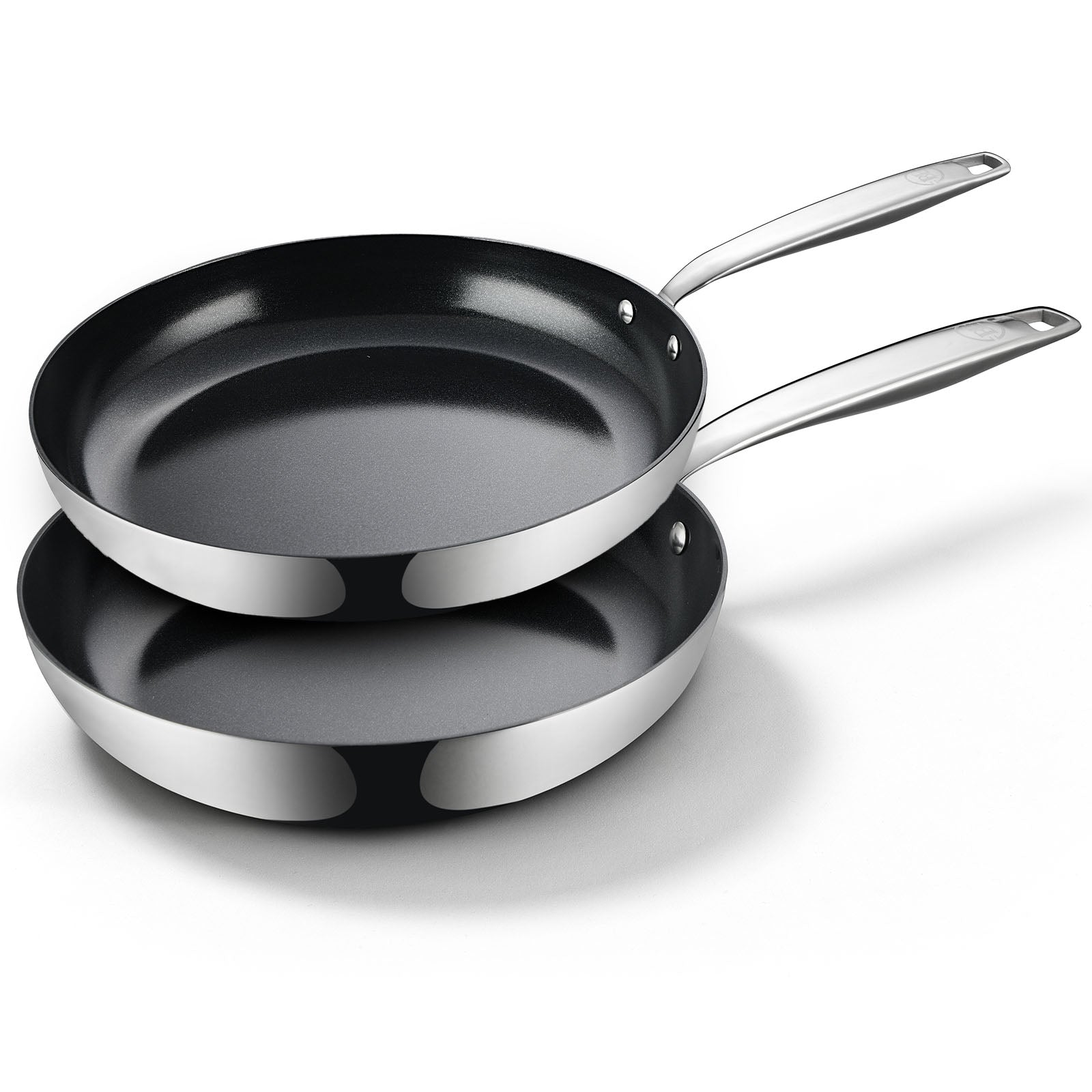 BE | LIVING Essential Series Stainless Steel Black Frying Pan Set - 2 pieces , 3 pieces