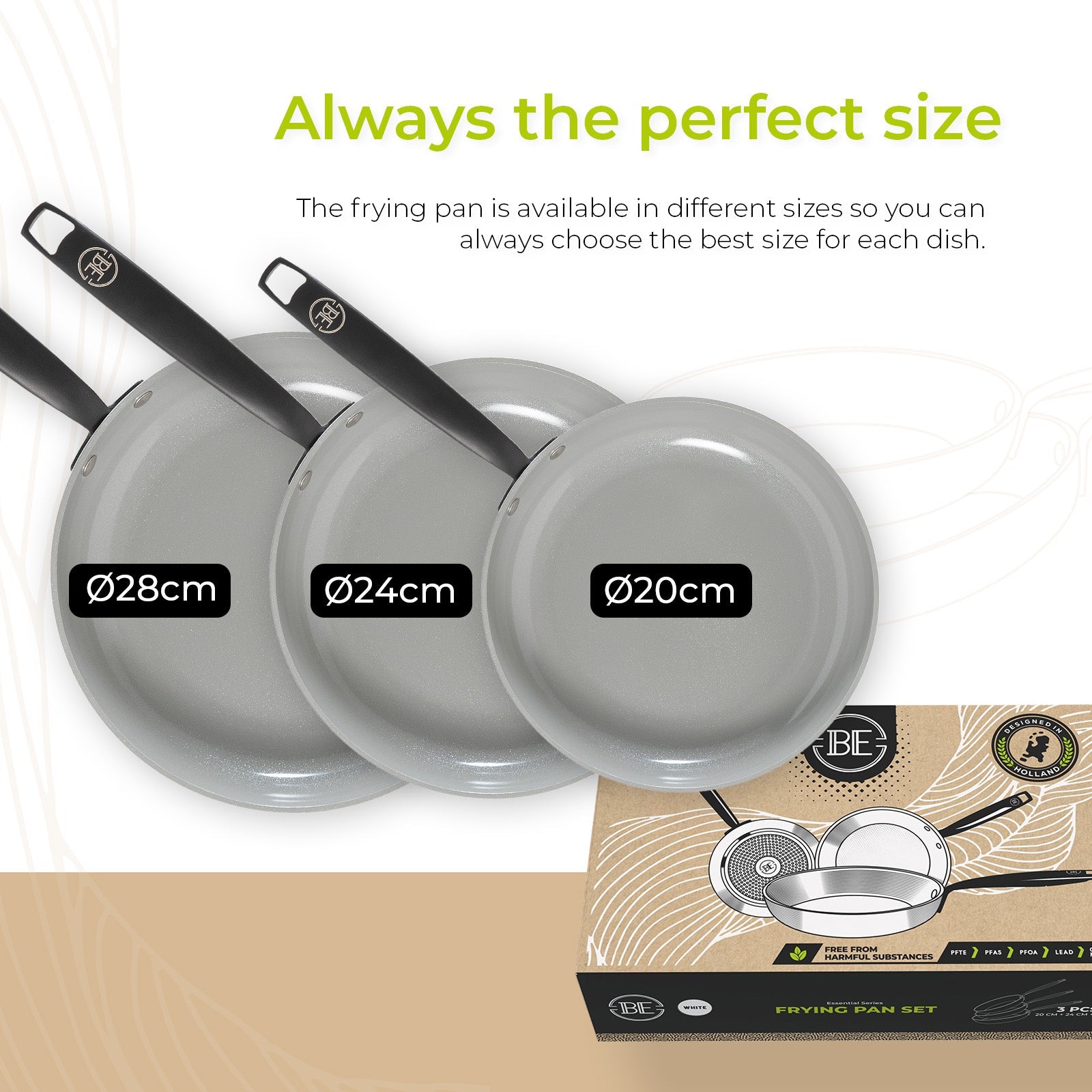 BE | LIVING Essential Series 2 pieces and 3 pieces  Frying Pan Set